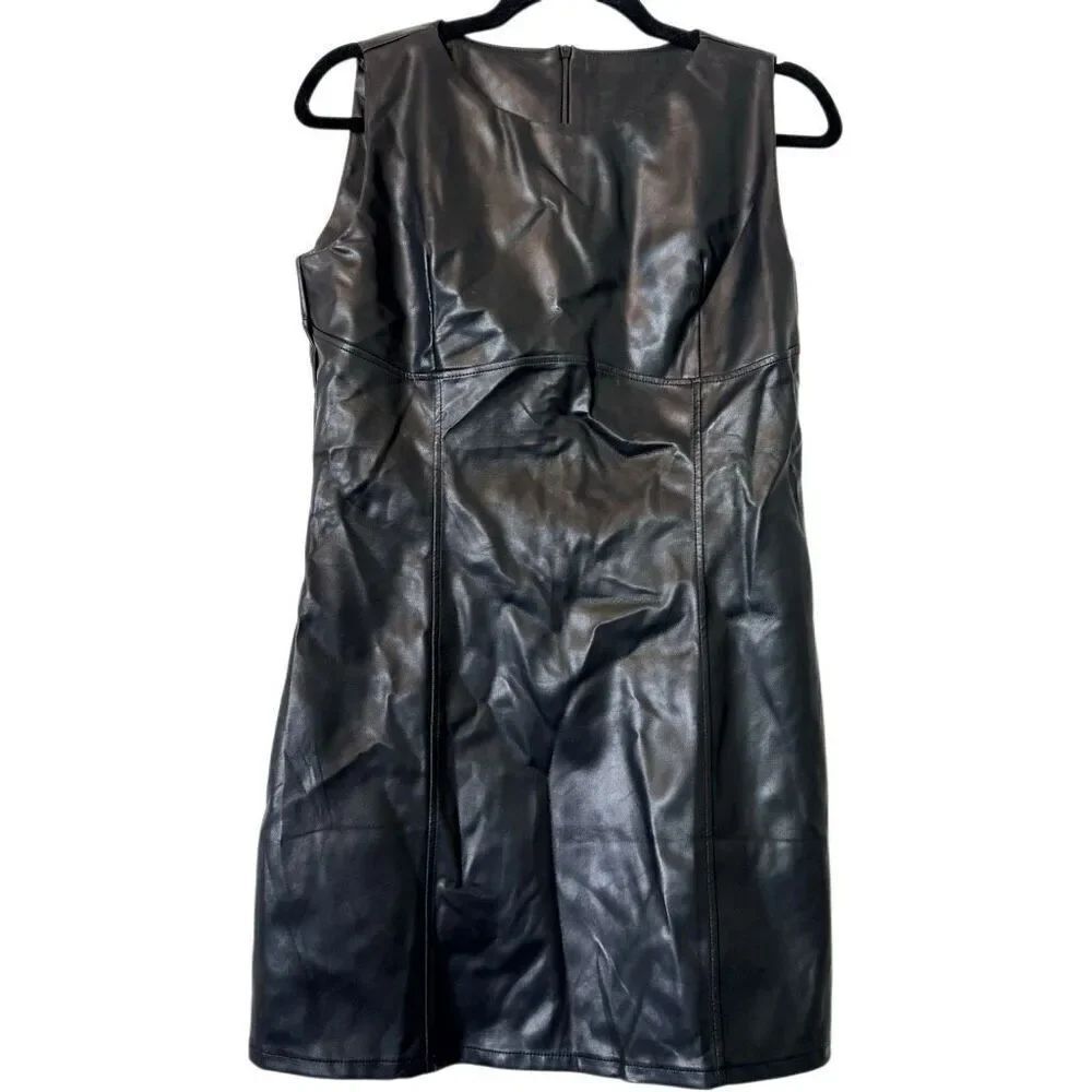 Fashion Nova Amara Faux Leather Black Sheath Mini Dress Medium